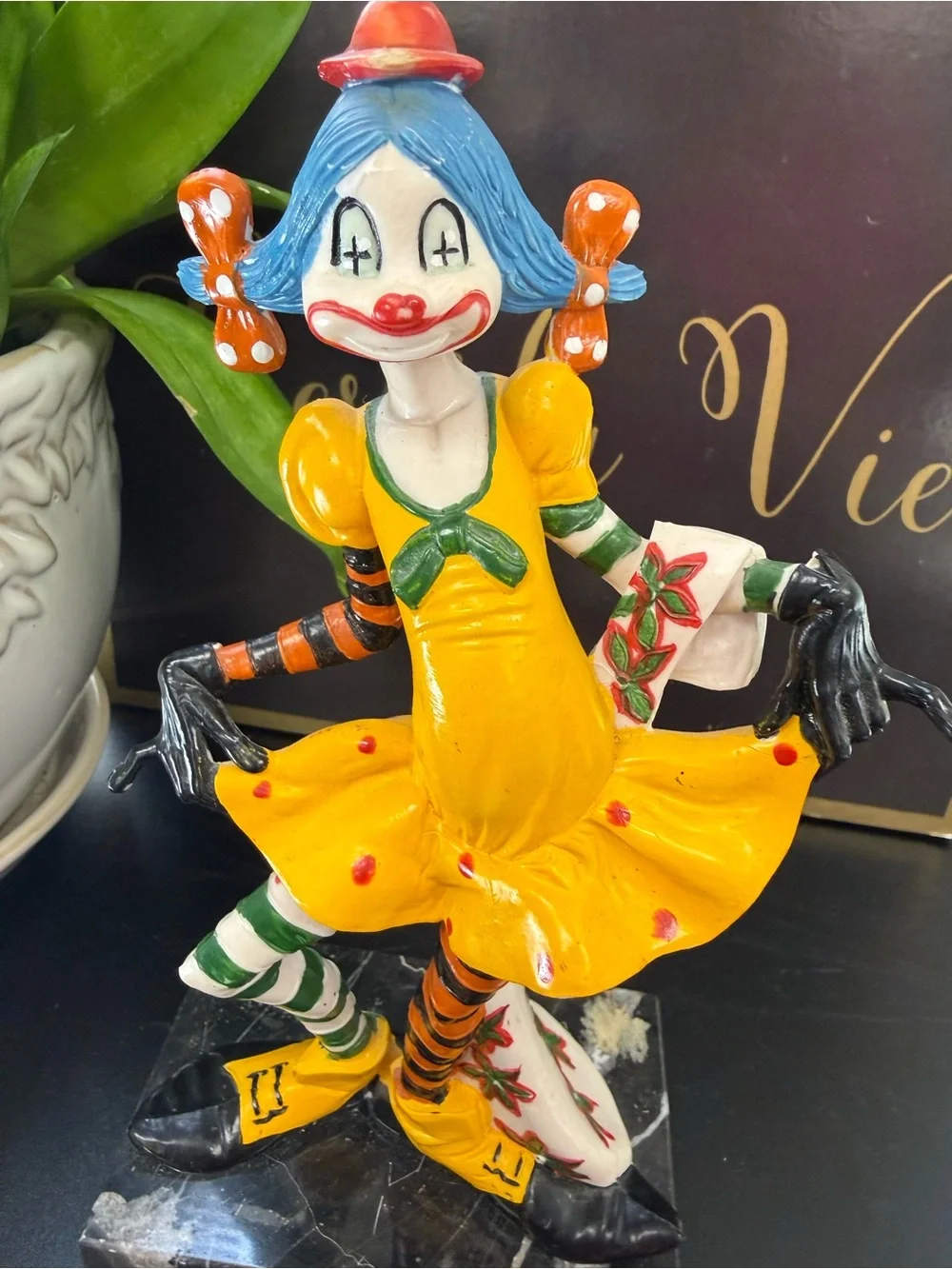 Vintage Fontanini Depose Italy Girl Clown Figurine Decorative Statue Home Accent